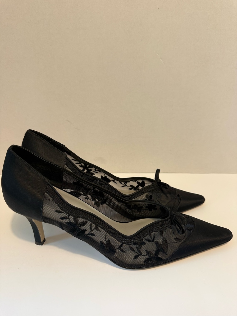 Karen Scott lace bow detail black heels ladies 9.5